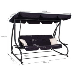 Záhradná hojdačka 4-miestna, čierna SPRINGOS FLORIDA