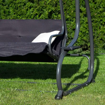 Záhradná hojdačka 4-miestna, čierna SPRINGOS FLORIDA