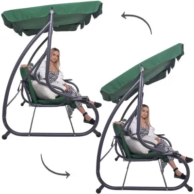 Záhradná hojdačka 4-miestna, zelená SPRINGOS VENEZIA