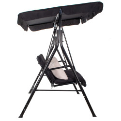 Záhradná hojdačka 3-miestna, čierna SPRINGOS LUNA