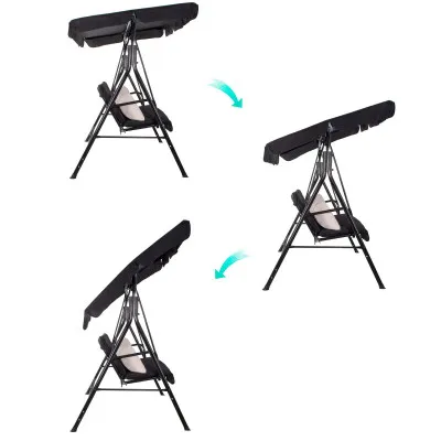 Záhradná hojdačka 3-miestna, čierna SPRINGOS LUNA