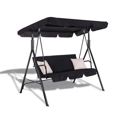 Záhradná hojdačka 3-miestna, čierna SPRINGOS LUNA