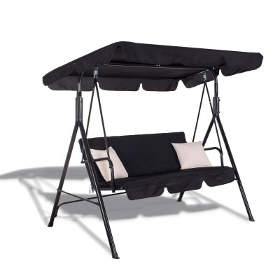 Záhradná hojdačka 3-miestna, čierna SPRINGOS LUNA