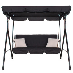 Záhradná hojdačka 3-miestna, čierna SPRINGOS LUNA