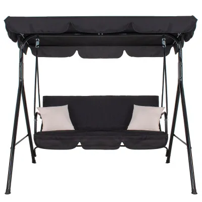 Záhradná hojdačka 3-miestna, čierna SPRINGOS LUNA