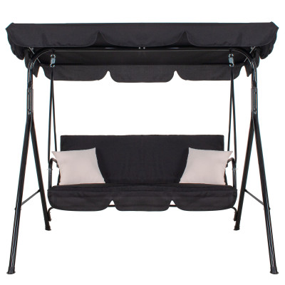 Záhradná hojdačka 3-miestna, čierna SPRINGOS LUNA