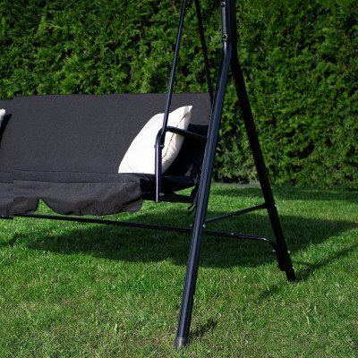 Záhradná hojdačka 3-miestna, čierna SPRINGOS LUNA