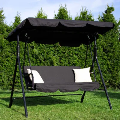 Záhradná hojdačka 3-miestna, čierna SPRINGOS LUNA