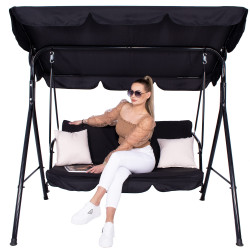 Záhradná hojdačka 3-miestna, čierna SPRINGOS LUNA