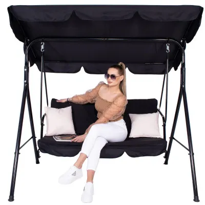 Záhradná hojdačka 3-miestna, čierna SPRINGOS LUNA