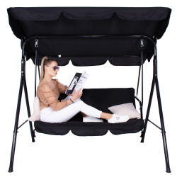 Záhradná hojdačka 3-miestna, čierna SPRINGOS LUNA