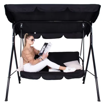 Záhradná hojdačka 3-miestna, čierna SPRINGOS LUNA