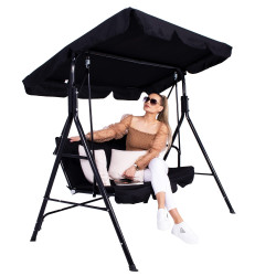 Záhradná hojdačka 3-miestna, čierna SPRINGOS LUNA