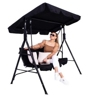 Záhradná hojdačka 3-miestna, čierna SPRINGOS LUNA