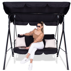 Záhradná hojdačka 3-miestna, čierna SPRINGOS LUNA