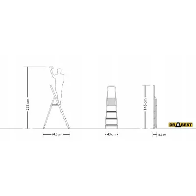 Hliníkové schodíky 4 stupne jednostranné DRABEST ALD4 HOME