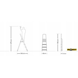 Hliníkové schodíky 4 stupne jednostranné DRABEST ALD4 PRO