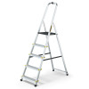 Profesionálne hliníkové schodíky na každodenné intenzívne používanie. 5 stupňov, max. pracovná výška 2,97 m, nosnosť 150 kg, háčik na uchytenie vedra. Certifikácia TÜV Rheinland, EN 131 pre profi použitie.