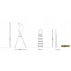 Hliníkové schodíky 5 stupňov jednostranné DRABEST ALD5 HOME