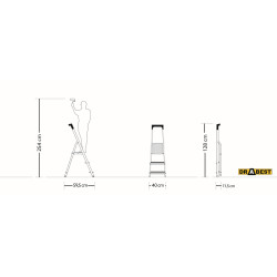 Hliníkové schodíky 3 stupne jednostranné DRABEST ALD3 PRO