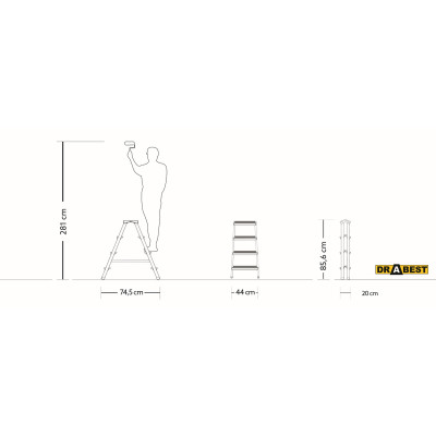 Hliníkové štafle 2x4 stupňa obojstranné DRABEST DD4 HOME