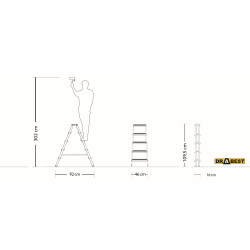 Hliníkové štafle 2x5 stupňov obojstranné DRABEST DD5 HOME