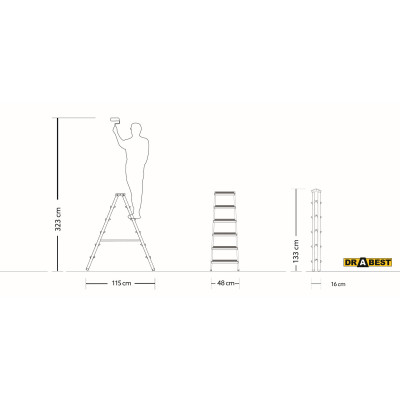 Hliníkové štafle 2x6 stupňov obojstranné DRABEST DD6 HOME