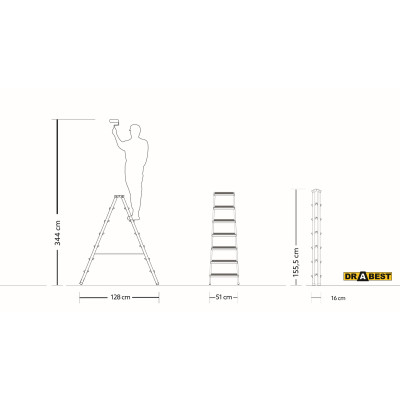 Hliníkové štafle 2x7 stupňov obojstranné DRABEST DD7 HOME