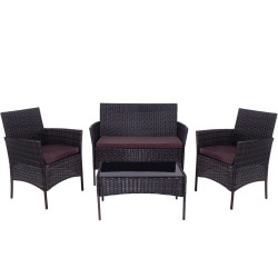 Ratanový set záhradného nábytku SPRINGOS ALABAMA 4 hnedý