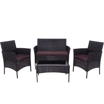 Ratanový set záhradného nábytku SPRINGOS ALABAMA 4 hnedý