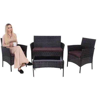 Ratanový set záhradného nábytku SPRINGOS ALABAMA 4 hnedý