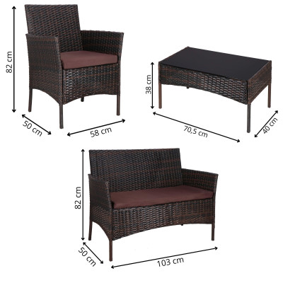 Ratanový set záhradného nábytku SPRINGOS ALABAMA 4 hnedý