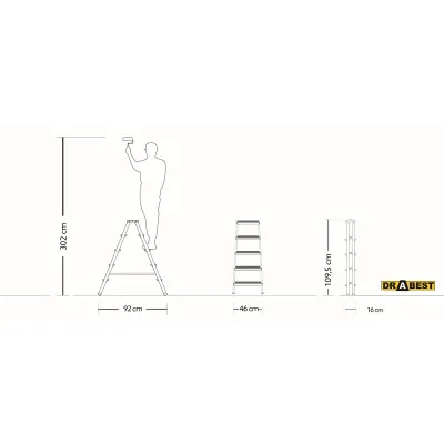 Hliníkové štafle 2x5 stupňov obojstranné DRABEST DD5 PRO
