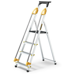 Hliníkové schodíky 4 stupne s madlami DRABEST ALDP+P-4 PRO