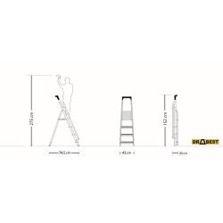 Hliníkové schodíky 4 stupne s madlami DRABEST ALDP+P-4 PRO