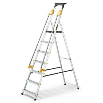 Hliníkové schodíky 7 stupňov s madlami DRABEST ALDP+P-7 PRO