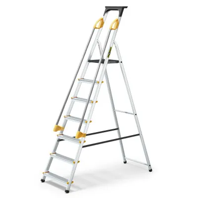 Hliníkové schodíky 7 stupňov s madlami DRABEST ALDP+P-7 PRO