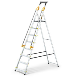 Hliníkové schodíky 8 stupňov s madlami DRABEST ALDP+P-8 PRO