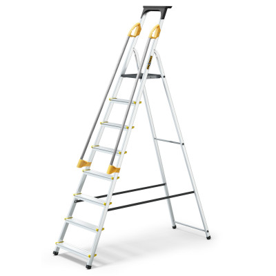 Hliníkové schodíky 8 stupňov s madlami DRABEST ALDP+P-8 PRO