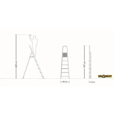 Oceľové schodíky 6 stupňov DRABEST STD6 HOME