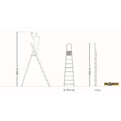 Oceľové schodíky 8 stupňov DRABEST STD8 HOME
