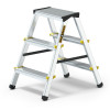 Profesionálne hliníkové štafle / schodíky pre každodenné intenzívne používanie, 3 stupne, max. pracovná výška 2,60 m, nosnosť 150 kg. Certifikácia TÜV Rheinland, EN 131 pre profi použitie.