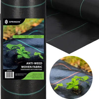 Agrotextília proti burine 1,1m x 10m, extra pevná, čierna SPRINGOS AG0040