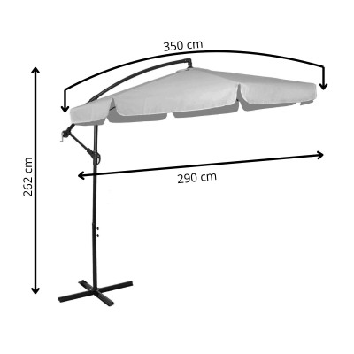 Záhradný slnečník 290 cm, svetlo šedý SPRINGOS CASABLANCA GU0042