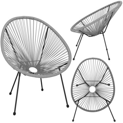 Ratanové záhradné kreslo šedé SPRINGOS LOA GF0086