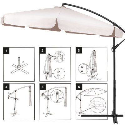 Záhradný slnečník 290 cm, krémový SPRINGOS MALTA GU0045