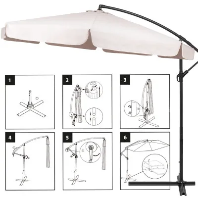 Záhradný slnečník 290 cm, krémový SPRINGOS MALTA GU0045