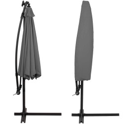 Záhradný slnečník s ľad osvetlením 290 cm, šedý SPRINGOS ATENA GU0046