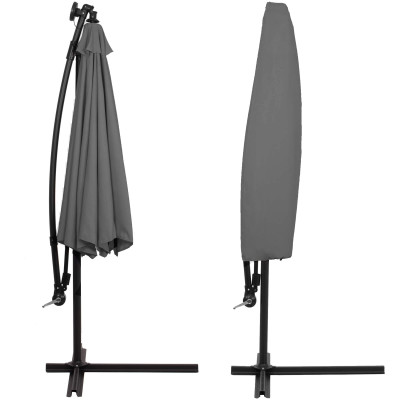 Záhradný slnečník s ľad osvetlením 290 cm, šedý SPRINGOS ATENA GU0046