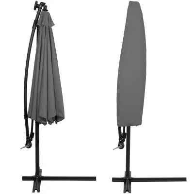 Záhradný slnečník s ľad osvetlením 290 cm, šedý SPRINGOS ATENA GU0046